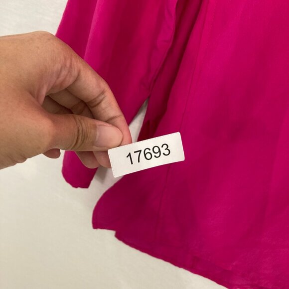 Silk Assets Diane Von Furstenberg Pink Black Embroidered Silk Relaxed Top Small - Picture 9 of 9